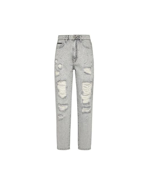 Philipp Plein Gray Cropped Jeans