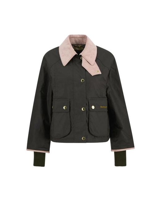 Barbour Jassen ,Groen ,Katoen Cropped Beadnell Waxed Jacket in het Black