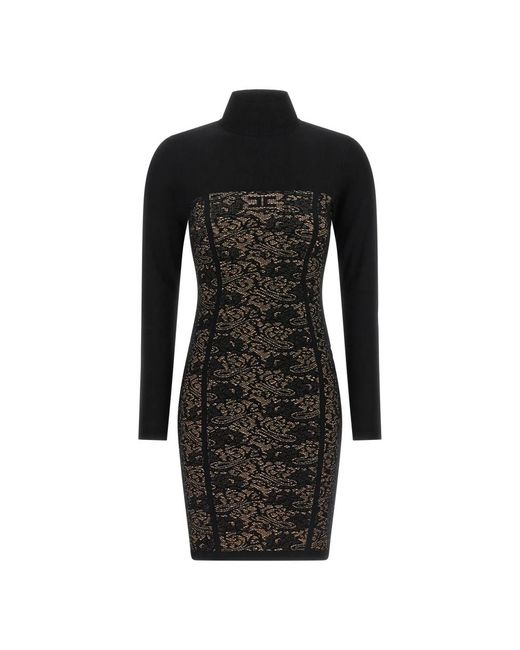 Elisabetta Franchi Black Knitted Dresses