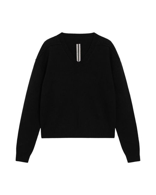 Rick Owens Black V-Neck Knitwear for men