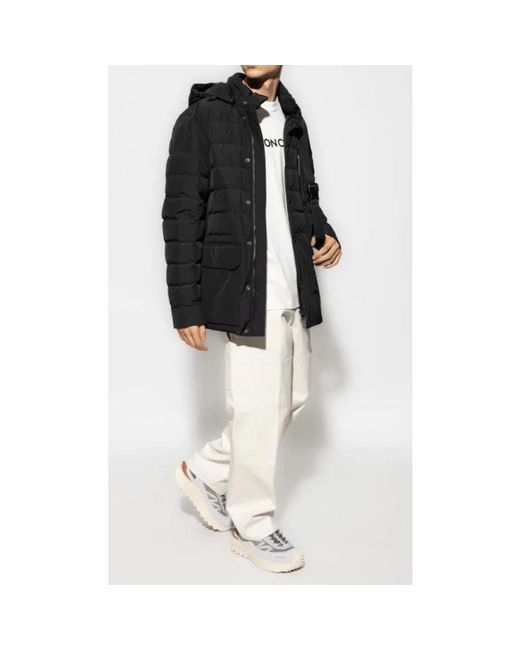 Moncler Jassen ,Zwart ,Polyester Quilted Logo Coat in het Black voor heren