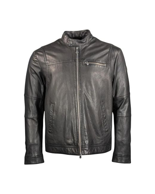 Peuterey Gray Leather Jackets for men