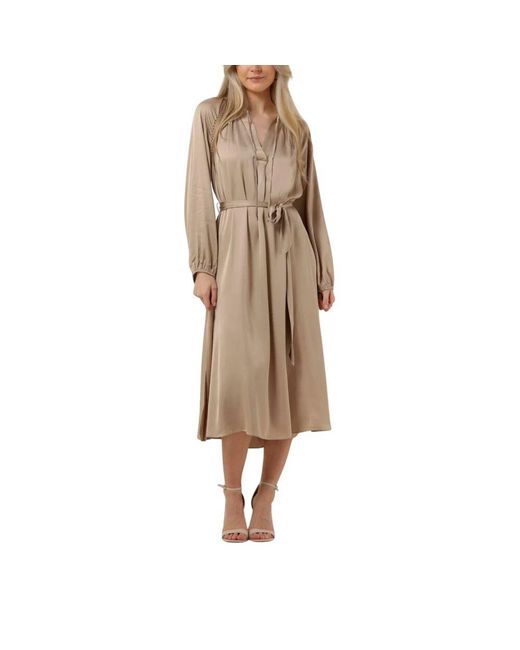 Summum Natural Seidiges Satin Midi Kleid Braun
