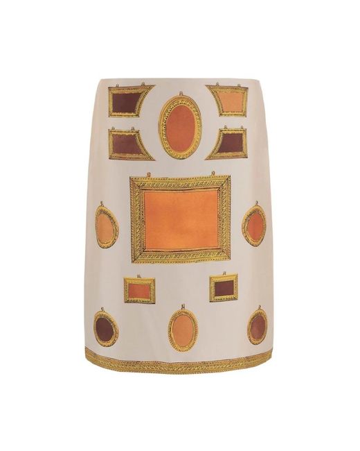 Versace Rokken ,Veelkleurig ,Leer Printed Silk Twill Pencil Rok in het Blue