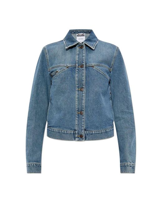 Moschino Blue Denimjacke mit vintage-effekt