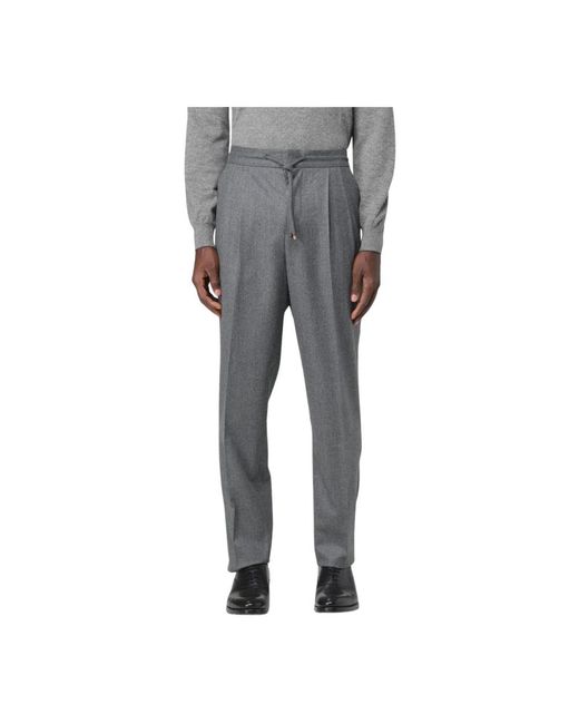 Slim-Fit Trousers di Brunello Cucinelli in Gray da Uomo
