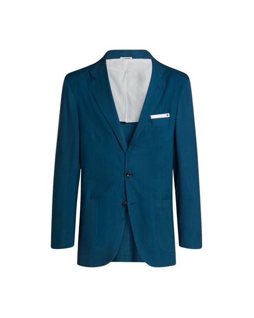 Kiton Cashmere Single-Breasted Jacket in het Blue voor heren