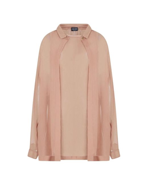 Giorgio Armani Overhemden ,Bruin ,Rood Klei Shirt Voor Mannen in het Pink