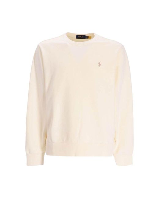 Ralph Lauren Cremefarbener logo-bestickter baumwoll-sweatshirt in White für Herren