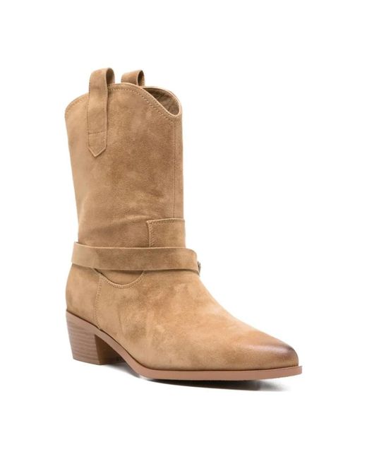 ADRIANNA FERETTI Brown Cowboy & Biker Boots