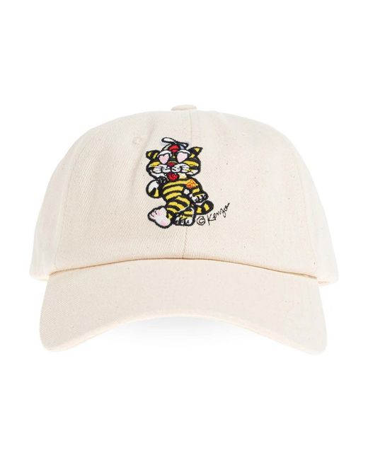 KENZO White Bestickter Patch Cap