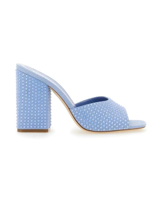 Paris Texas Blue Heeled Mules