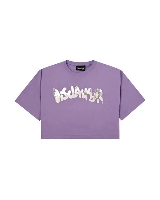 Camiseta de manga corta con logo plateado DISCLAIMER de color Purple