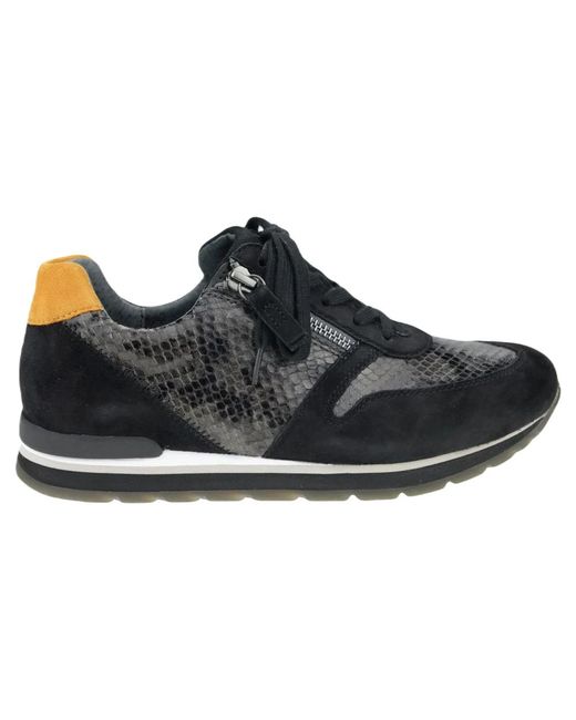 Gabor Black Trendiger leder python print sneaker