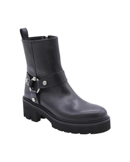 DONNA LEI Black Heeled Boots