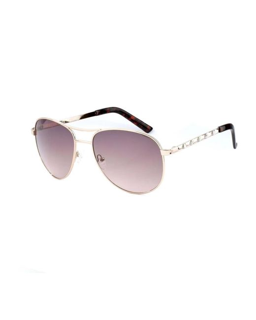Guess Accessoires ,Geel ,Gouden Metalen Zonnebril Met Bruine Degraderende Lenzen in het Pink