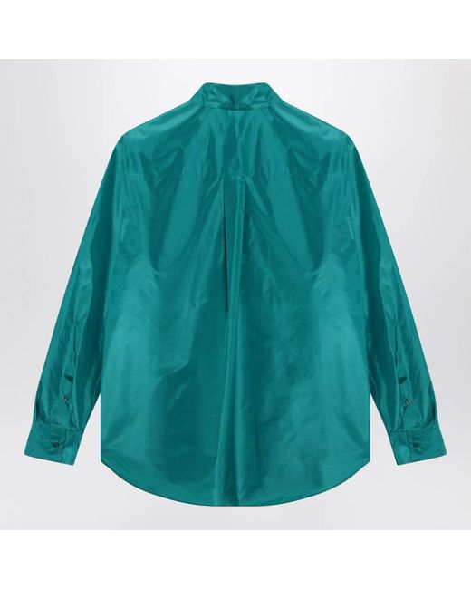 Fendi Overhemden ,Groen ,Zijden Taftzijde Overhemd in het Blue