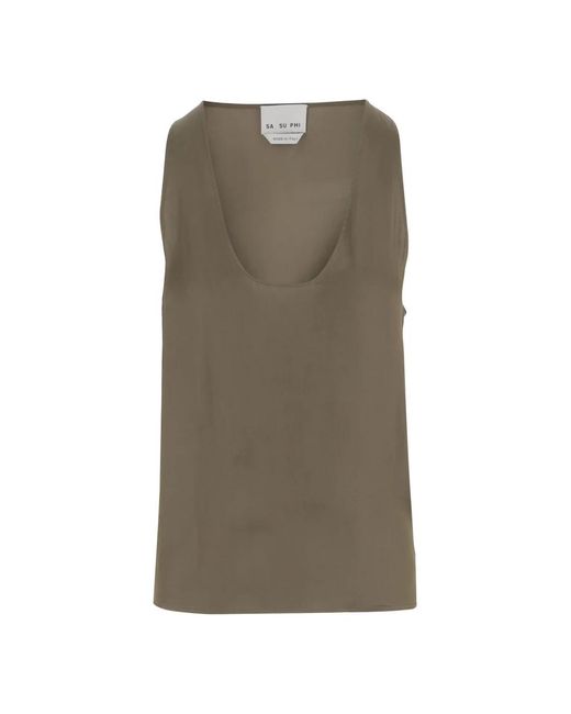 Sa Su Phi Green Sleeveless Tops