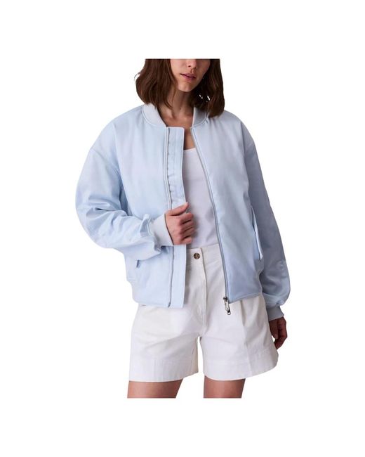 Calvin Klein Jassen ,Blauw ,Satijn Satijnen Bomberjack in het Blue