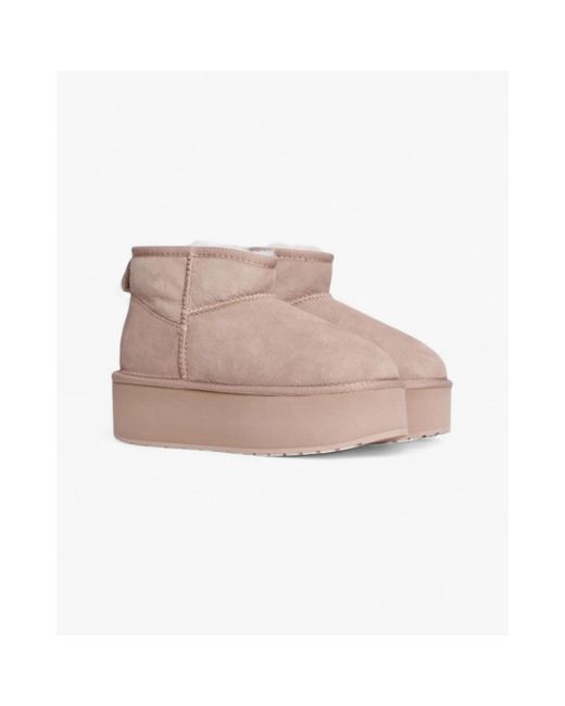 EMU Pink Mandel Flatform Stiefel