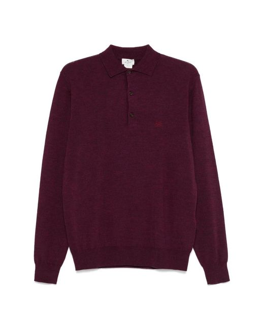 Etro Wollen Poloshirt in het Purple voor heren