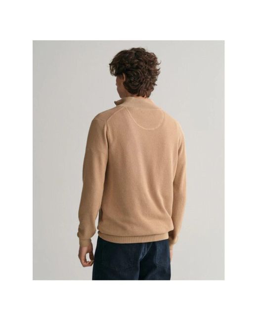 Gant Klassischer Baumwoll-Piqué Half-Zip Pullover in Natural für Herren