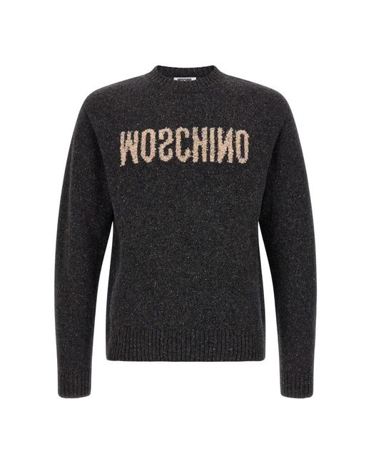 Moschino Black Round-Neck Knitwear for men