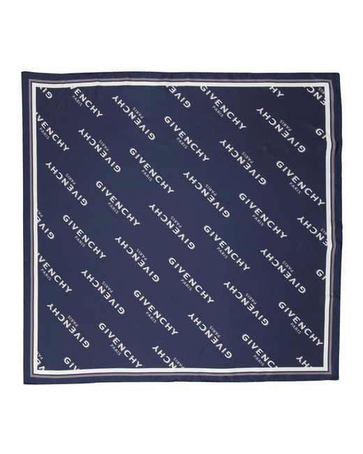 Givenchy Blue Marineblauer Schatten Seidenschal