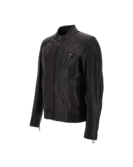 Belstaff Black Leather Jackets for men