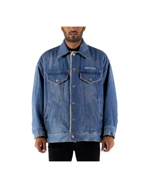 Marcelo Burlon Blue Denim Jackets for men