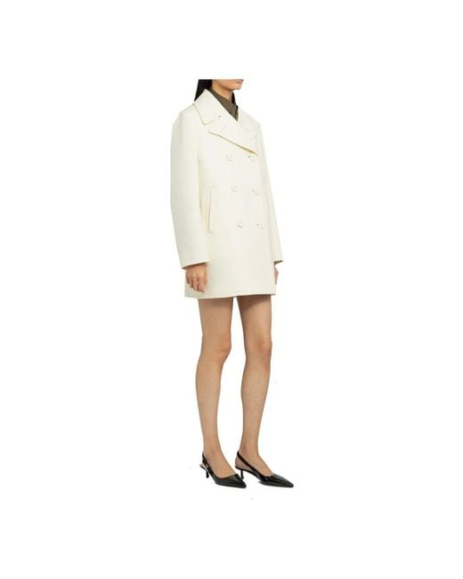 Prada White Double-Breasted Coats