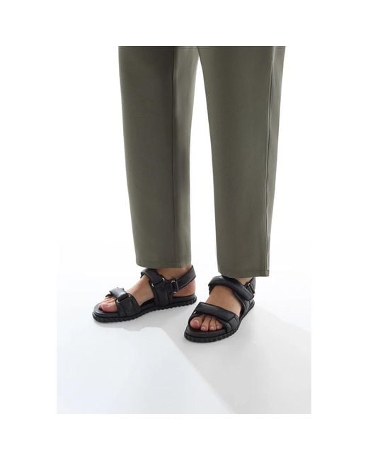 Voile Blanche Black Flat Sandals