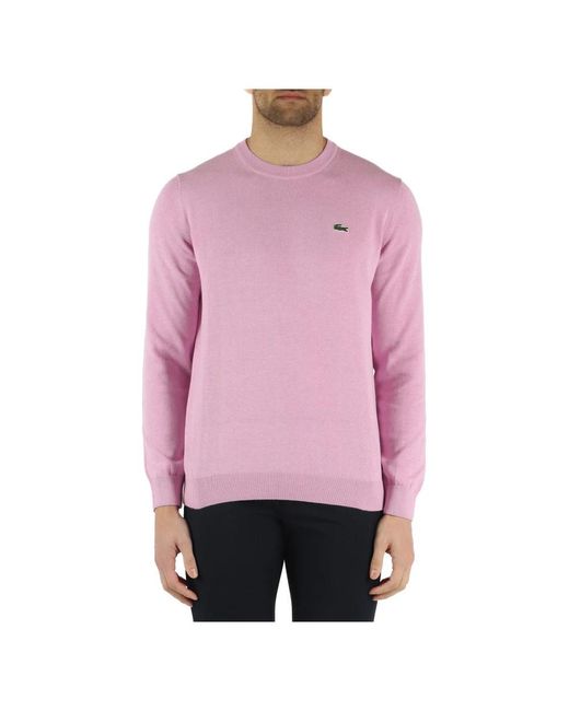 Lacoste Pink Round-Neck Knitwear for men
