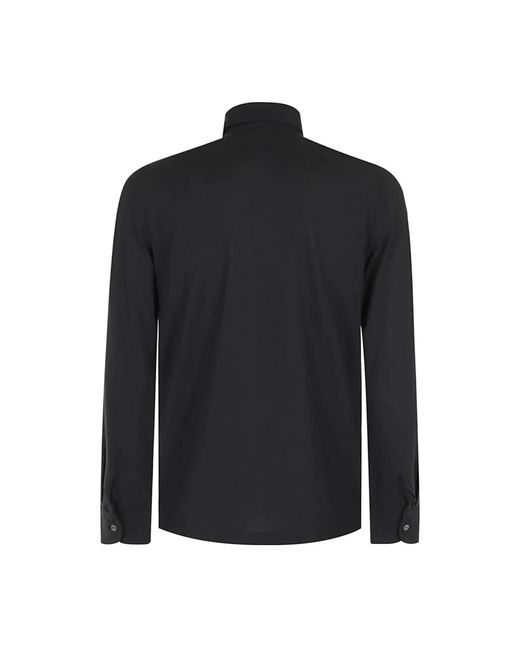 Zanone Tops ,Zwart ,Klassieke Polo Shirt Met Lange Mouwen in het Black voor heren