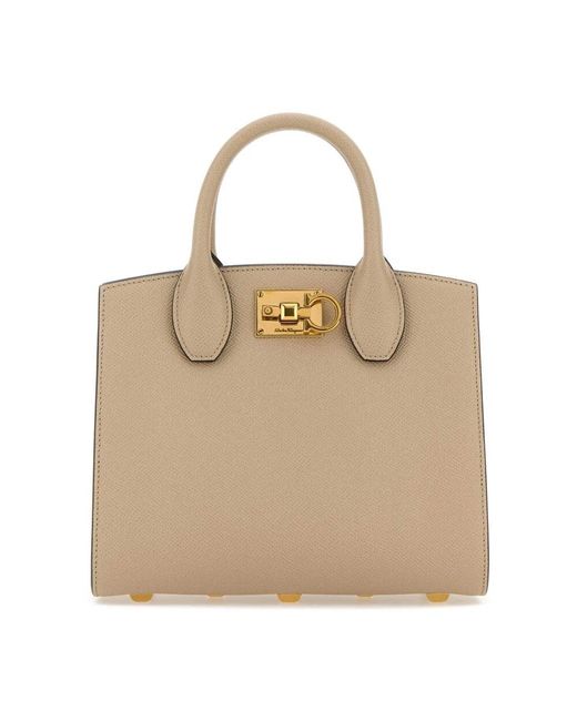 Ferragamo Natural Studio box cappuccino lederhandtasche