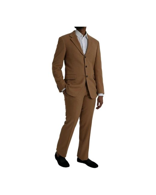 Prada Kostuums ,Bruin ,Kasjmier Camel Wool Two-Button Suit in het Brown voor heren