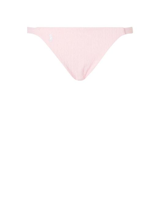 Ralph Lauren Pink Es strand-bikini mit gesticktem logo