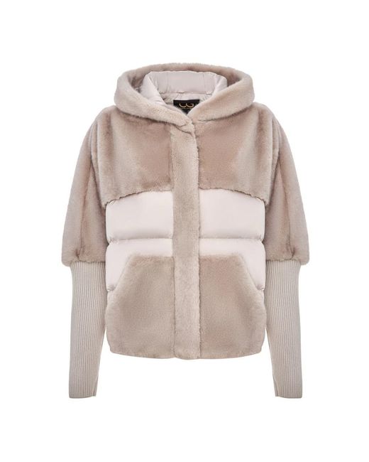 CESARE GASPARI Jassen ,Wol Oversized Faux Fur Jas in het Gray