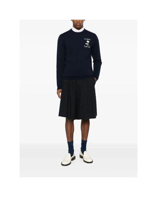 Mc2 Saint Barth Blue Round-Neck Knitwear for men