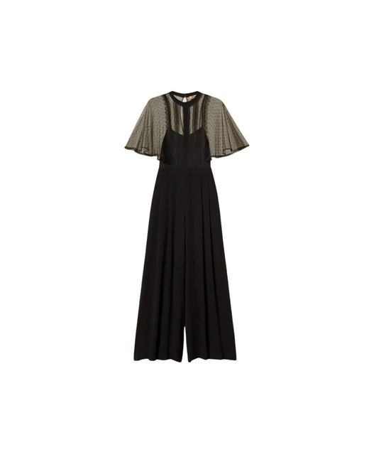Twinset Jumpsuits & Playsuits ,Zwart ,Tule Crêpe En Plumetis Tule Jumpsuit in het Black