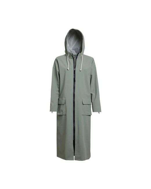 Stutterheim Gray Matte lange regenjacke mit aqua guard reißverschluss