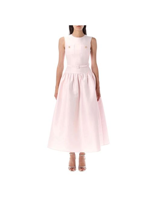 Self-Portrait Pink Rosa Taffeta Midi Kleid Aw25