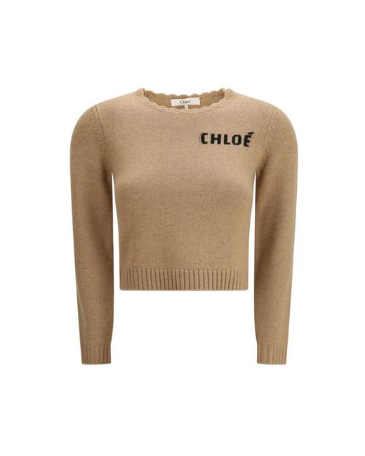 Chloé Natural Round-Neck Knitwear