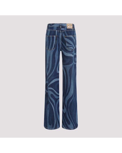 Emilio Pucci Blue Blaue marmor muster jeans
