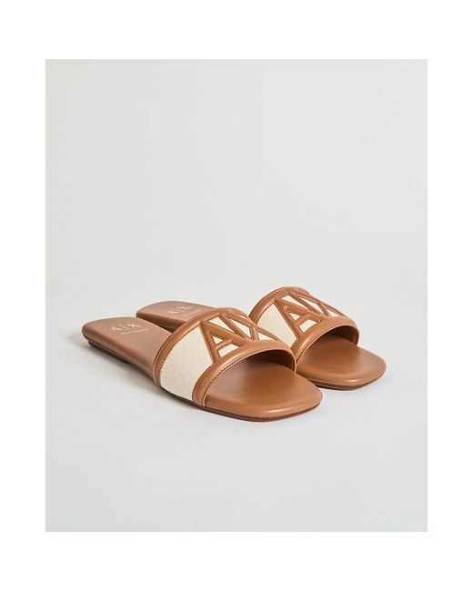 ARMANI EXCHANGE Brown Sliders