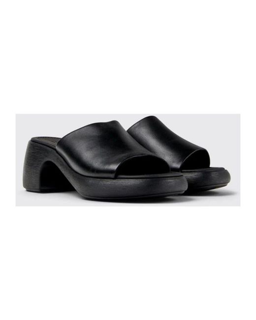 Camper Black Heeled Mules