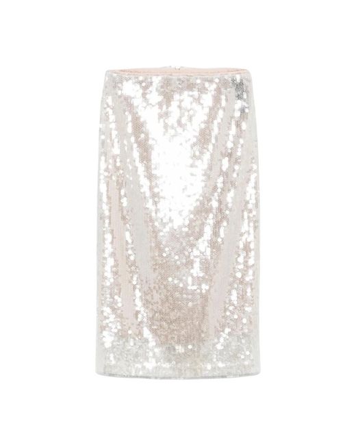 FEDERICA TOSI Pailletten Mesh Midi Rok in het White