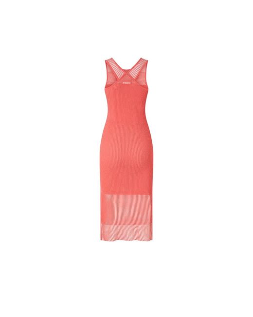 Vestido Midi Ceñido De Canalé Transparente Pinko de color Pink
