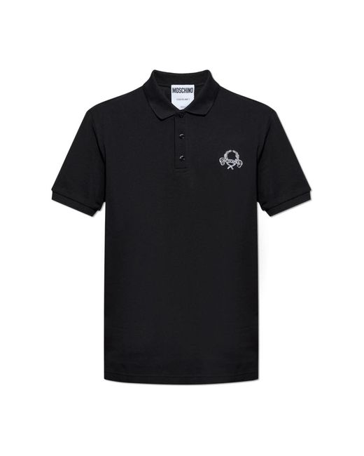 Moschino Baumwollpolo mit gesticktem logo in Black für Herren