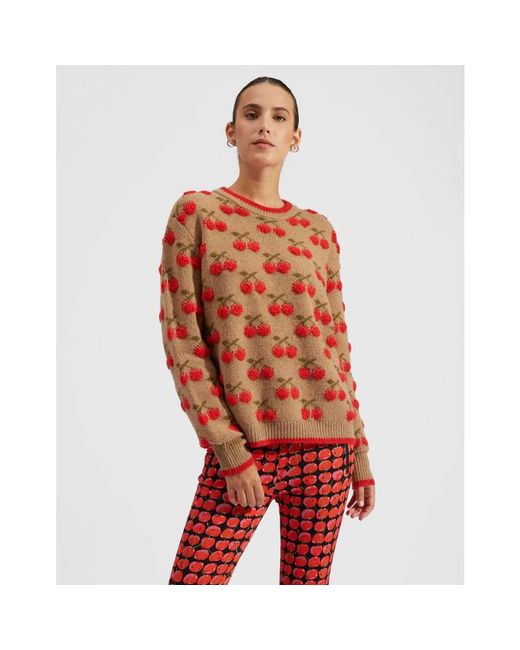 LaDoubleJ Orange Cherry Intarsia Pullover